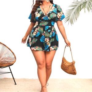 Plus size tropical romper sz 0X